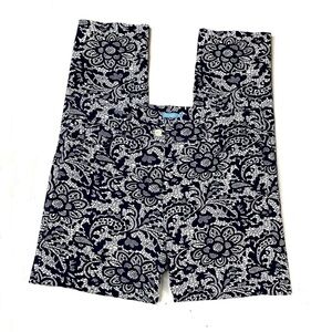 J. McLaughlin Blue Floral Lace Printed Slim Leg Pants